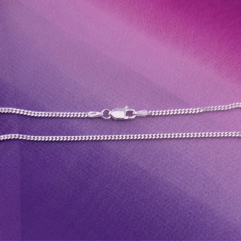 NWT Fashion Women's Unisex 925 Sterling Silver Curb Chains 2MM - Picture 3 of 4